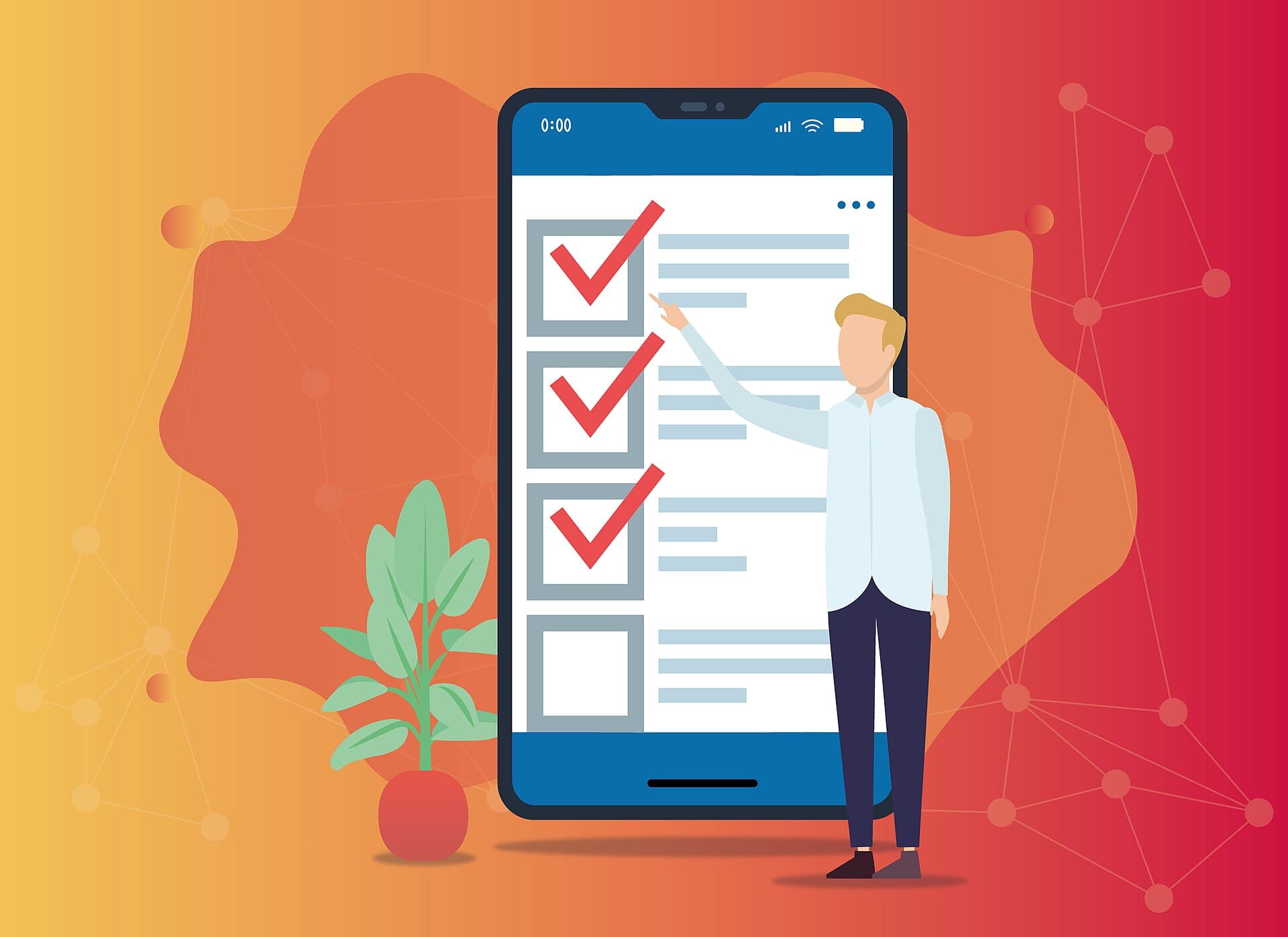 Customer completing an online form with checkbox options